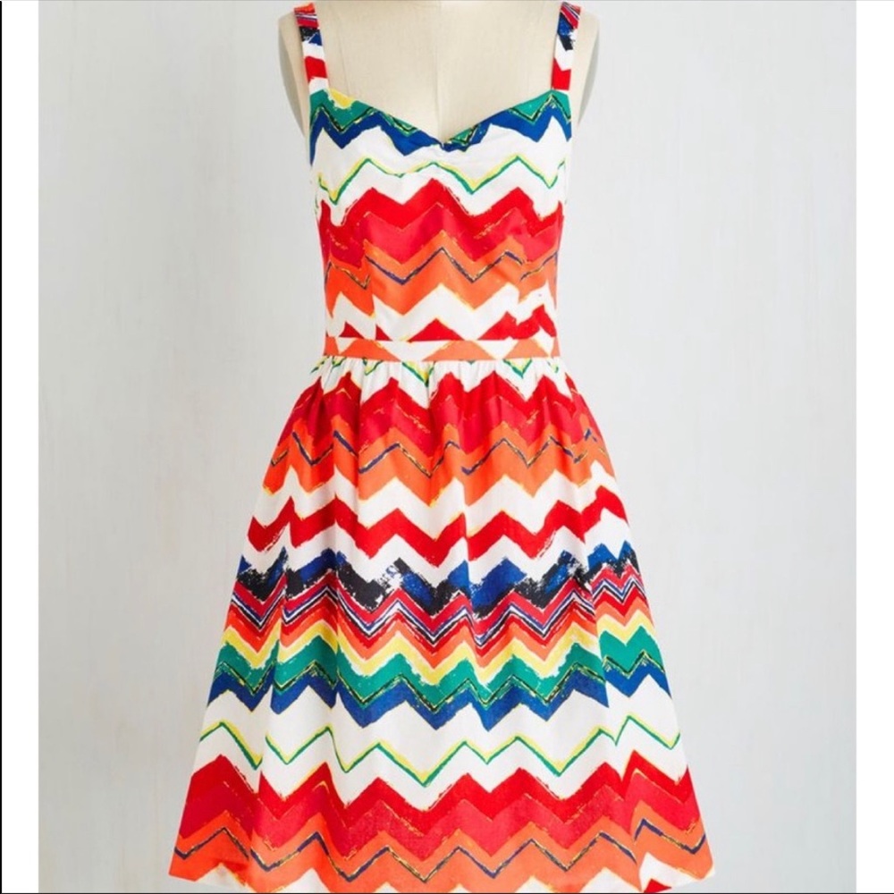 Modcloth 3x rainbow Chevron dress